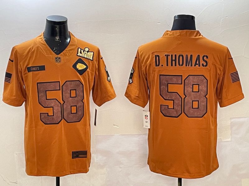Men Kansas City Chiefs #58 Thomas Yellow 2025 Nike Salute to Service Limited NFL Jersey style 2